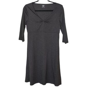 Horny Toad Fit and Flare Dress Charcoal Gray 3/4 Sleeve Empire Waist Size M